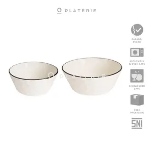 PLATERIE Mangkok Makan & Saji Porcelain Embossed Bowl 6 & 8 Inch / 14 & 19 cm Textured Honeycomb