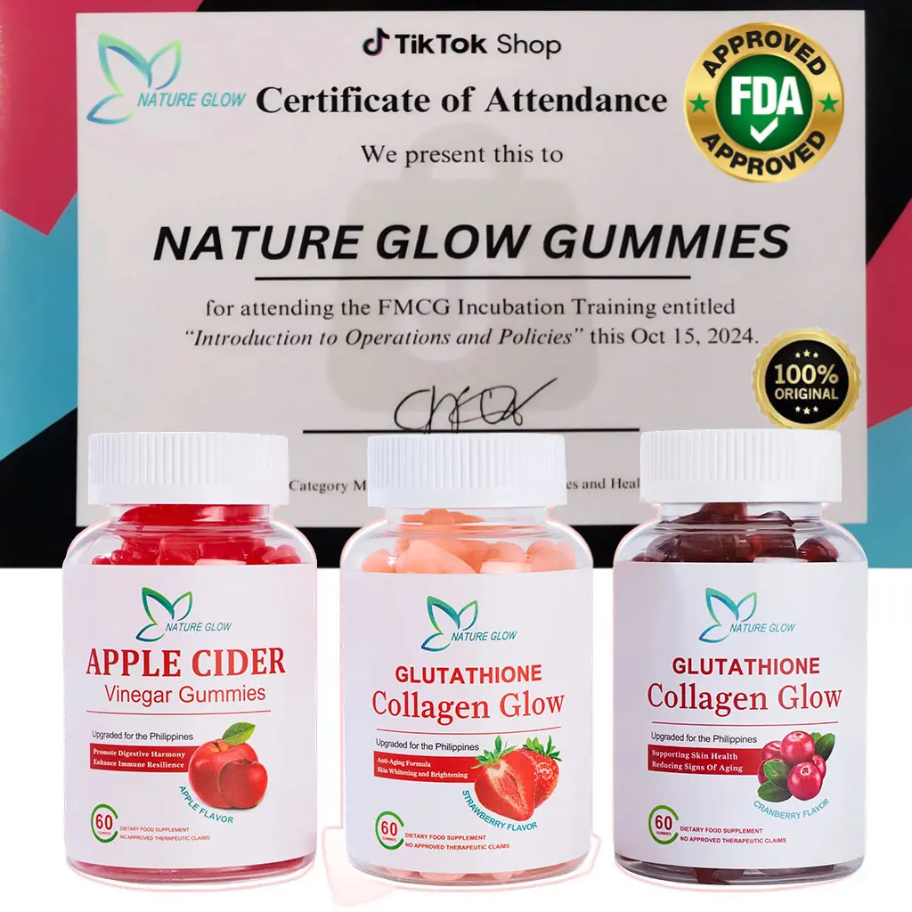 glutathione gummies philippines FDA APPROVED】 Nature Glow 60PC Glutathione Collagen Gummies APPLE CIDER  Vinegar Gummies strawberry flavor cranberry flavor APPLE FLAVOR