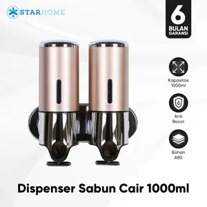 StarHome Dispenser Sabun Cair 1000 ml dapat Dikunci Tempat Sabun Mandi Cair 2 Tabung Double Soap Dispenser Gel  Liquid