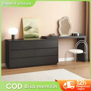 DF1-Meja Rias Minimalis Meja Makeup Aesthetic Rak Kosmetik Laci Penyimpanan Untuk Kamar Tidur Kamar Kos Apartemen Kecil Desain Simpel Bahan Kayu Kokoh Warna Natural Mudah KUCADI Meja Rias Putih Modern [ Garansi 5 Tahun ]