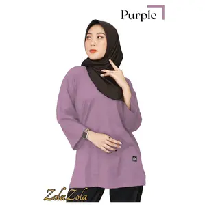 Zola Style Kaos Oversize Wanita Lengan 7/8 Baju Polos Katun Combed 24s Untuk Olahraga Acara Formal Non Formal
