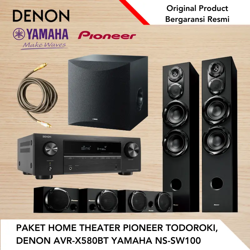 PAKET HOME THEATER MURAH PIONEER TODOROKI DENON AVR-X 580BT YAMAHA NS-SW100