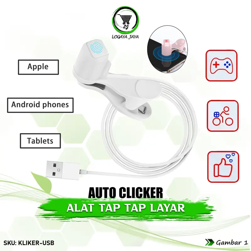 Mini USB Auto Clicker Smart Kliker Screen Tapper Klik Otomatis Alat Tap Tap Pengklik Layar Mobile Phone HP Auotomatic Clickers 0