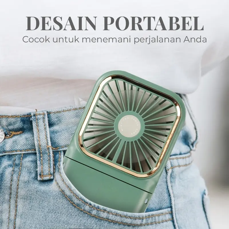 Kipas Angin Portable Mini LED display Model Gantung Leher Plus Powerbank / Kipas Mini / Kipas Angin Portable Mini USB Lipat Dudukan Ponsel Dan Powerbank 4000mAh Baterai Tahan Lama Cocok Untuk Kantor Sekolah Olahraga Luar Ruangan / Kipas Angin USB 7