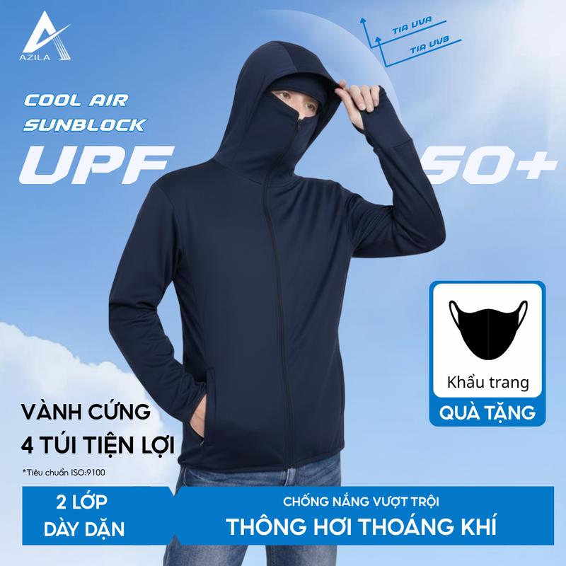 Áo Chống Nắng Nam Azila 2 Lớp Cao Cấp UPF 50+ Vành Rộng Che Chắn Bảo Vệ Chán Chống Nắng Chống - CN61