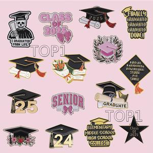 [Top 1 Brooch Pin] 2025 Campus Bachelor Pins Mortarboard Flower Enamel Brooch Bachelor Hat Badges Jewelry Special Souvenir Gifts for Graduate Student Classmate jose rizal nana elliot kpop demon hunter future flight attendant hennin marcos collar