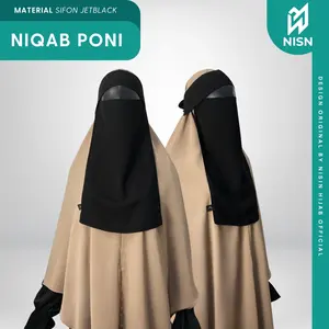 Niqab Bandana Poni Sifon Jetblack lembut By nisin
