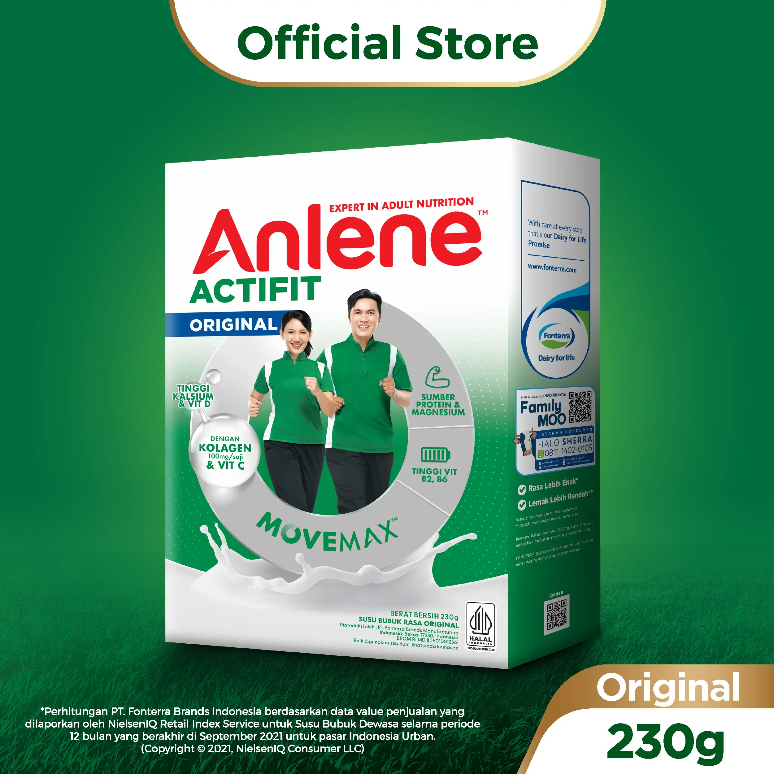 Anlene Actifit Susu Bubuk Dewasa Original 230g - Susu Dewasa Untuk Tulang, Sendi & Otot / Adult Milk Original / Dairy Milk