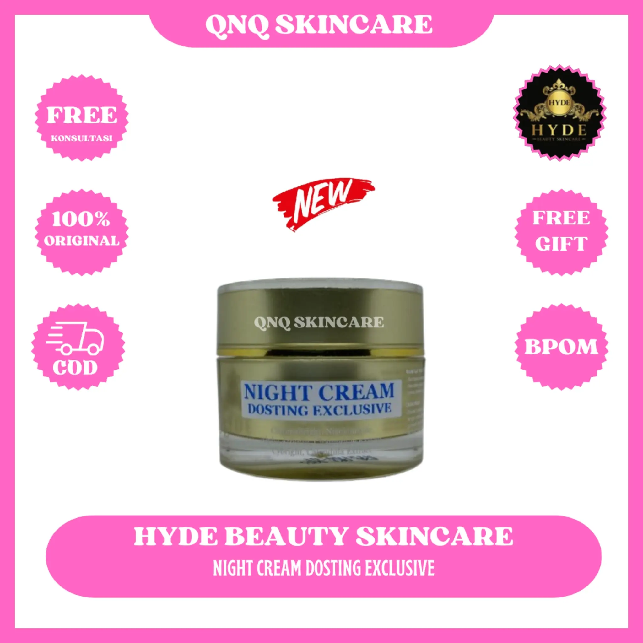 CREAM MALAM HYDE BEAUTY SKINCARE GLOWING FORTE Biru Hitam Mencerahkan Wajah Memutihkan