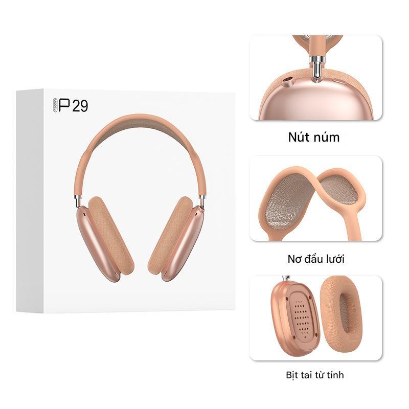 Tai Nghe Chụp Tai Bluetooth P29 Chống Ồn Thể Thao Pin 10-15h Nghe Nhạc Kết Nối 10m Tương Thích Bluetooth TF CARD AUX