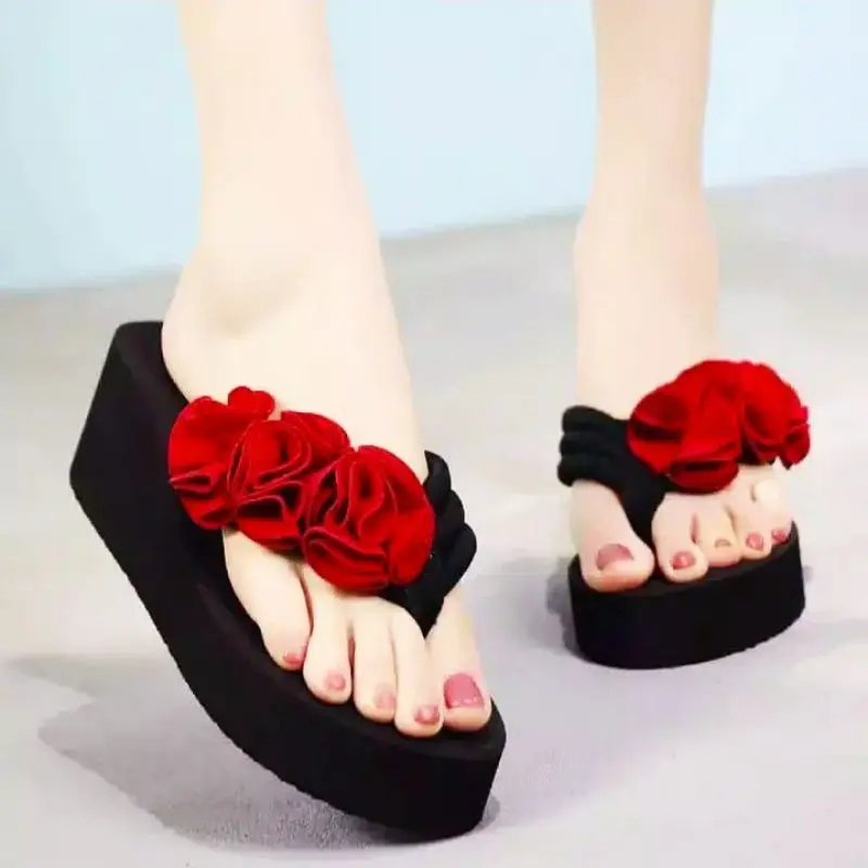 Sandal Wanita kekinian 2024 / Sandal Wanita Wedges Bunga Cantik 0