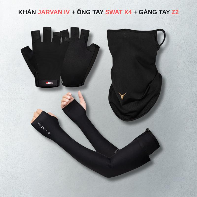 COMBO Khăn Trùm Swat, Ống Tay Swat X4, Găng Tay Z2 Chống Nắng, Chống Bụi, Co Giãn, Thoáng Mát Sports Gloves Mask Gym Trumninja Che Mặt Phukien Thethao Thun Tập Thể Dục