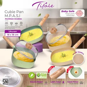 Tifale Cubie Pan 2in1 MPASI Set - Baby Safe, Square Frypan & Saucepan, Non-Stick, PFOA Free, Aluminum Anodized
