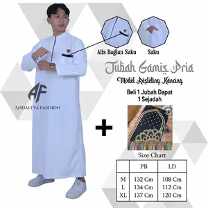Jubah Gamis Muslim Pria Dewasa Lengan Panjang Model Resleting Kancing - Gamis Laki Laki Simple Bahan Katun Polymicro