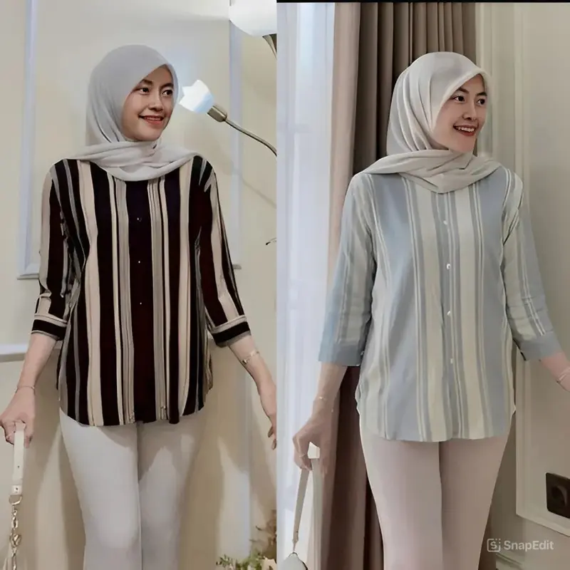 DAILY TOP SALUR // KEMEJA WANITA RAYON SALUR OVER SIZE LENGAN 3/4 LD 120 0