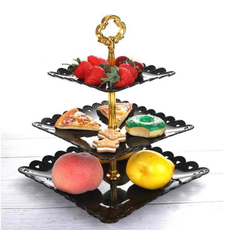 Rak Kue Susun 3 Tingkat tempat diseert piring makanan kecil Detachable Plate Cake Stand Display 1
