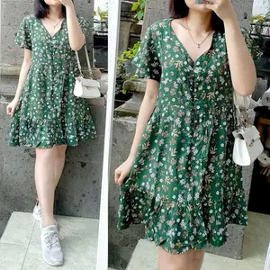 DRESS V KANCING BUSUI LD 110 lembut dan nyaman pakai