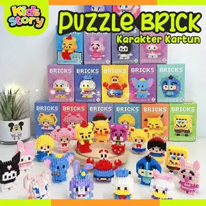 Mainan anak PUZZLE BALOK SUSUN 3D DIY Mainan Edukasi Bayi Puzzle Brick Mini Kartun Karakter Hadiah Toy Gift Nano Blok POP
