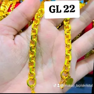 Gelang Rantai Medan Jumbo Lapis Emas Balut Kristal Premium