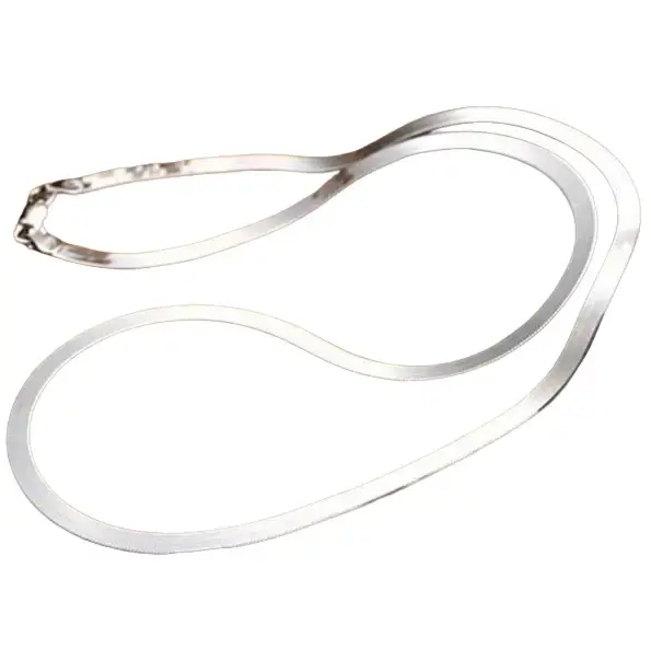 Kalung Titanium Model Pipih Silver Anti Karat Tidak Luntur Pria dan Wanita Emas