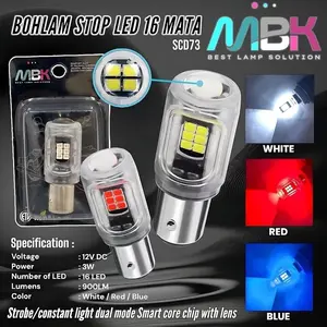 Stoplamp Belakang LED 16 Mata MBK SCD73 Mode Diam Dan Kedip SEMUA JENIS MOTOR BELAKANG BOLAM