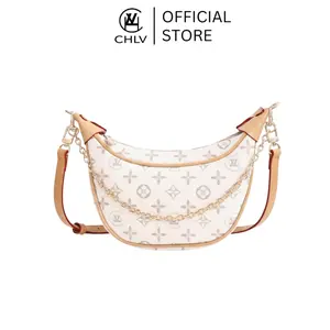 CHLV Tas Selempang Moonbag Wanita Kondangan Sling Bag Monogram Crossbody Bag Casual Elegant 823 Kulit Slingbag