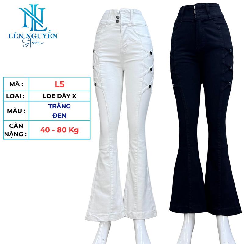  L5   Len Nguyen Store   Quần Jean  Bò  Nữ Loe Dài  Lưng Cao 3 Nút Dài 95-98cm Màu Xám Xanh Size 40kg-80kg Thiết Kế Nơ Đùi Co Giãn Mền Mịn Bigsize Hotgirl Skinny Ống Ôm Trẻ Trung Tự Tin Dễ Phối Đồ. Denim Women Pants 