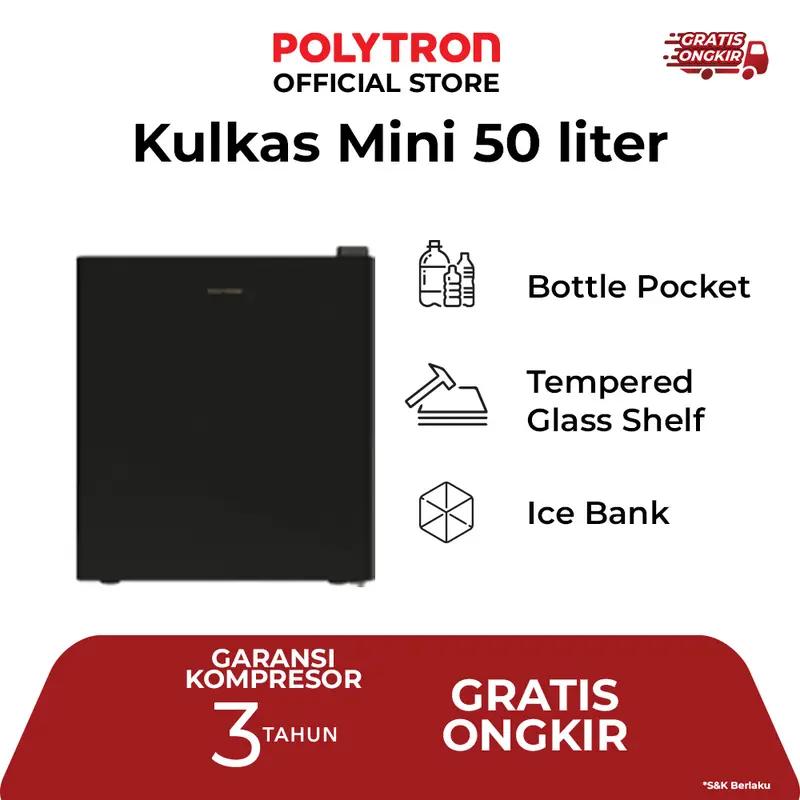 POLYTRON Kulkas Mini 50 liter PRH 51X 0