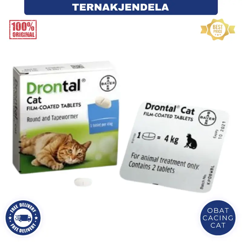 DRONTAL CAT 1 TABLET - Obat Cacing Kucing Dewas dan Anak Kitten Ampuh 3
