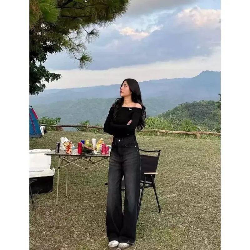 Celana Whisker Jeans Baggy Loose Skena Super Premium Highwaist Kulot Jeans Wanita Loose Korean Style kekinian Panjang Nyaman Boyfriend Khaki Melar Tebal 6