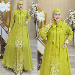 QUEENSHA SERIES BY HUMAIRA SYARI GAMIS DRESS CERUTY PRINTING PREMIUM OUTER CARDI ORGANZA SET HIJAB SCARF JILBAB Mewah