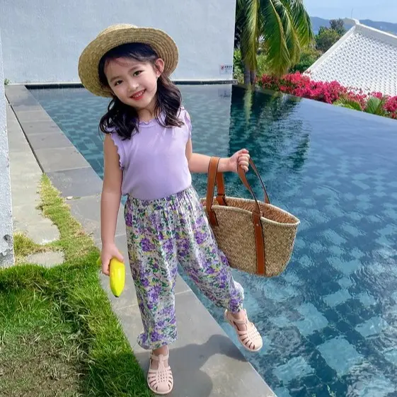 ByKiddos - Baju Anak Perempuan Crop Top Lokal Tanpa Lengan / Atasan Leher Turtleneck Anak Perempuan / Gaya Korean 4