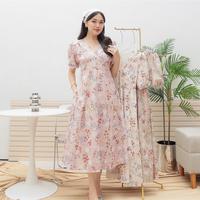 Gambar Cikistore - Giory Dress Wanita midi ceruty with furing | Dress Korean Style Casual - Blue Rose, All Size dari Cikistore_NEW Kota Administrasi Jakarta Timur 3 Tokopedia