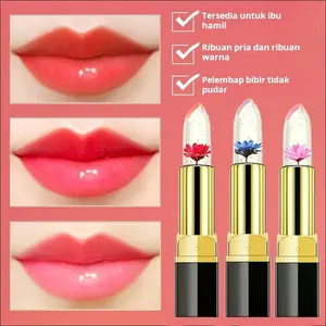Lipstick Bunga Berubah Warna – Glossy Jelly, Tahan Lama & Tidak Luntur, Efek Ombre Gradasi