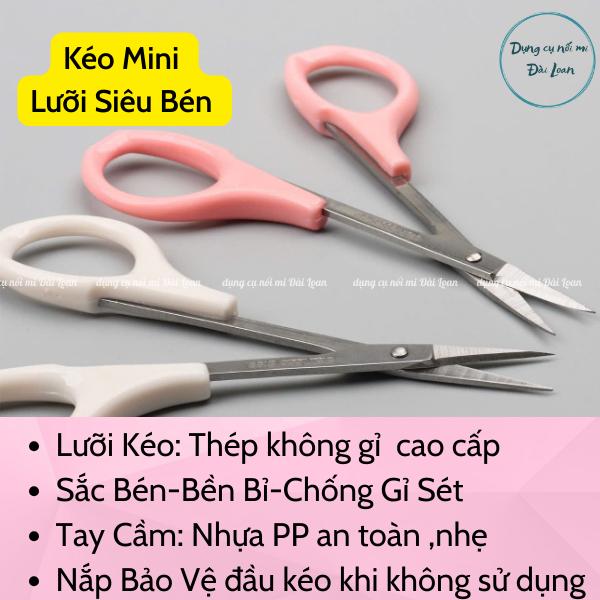 Kéo Cắt Tỉa Lông Mày Lông Mũi Đầu Nhọn Tiện Lợi Chất Liệu Thép Không Gỉ Cao Cấp Tay Cầm Nhựa PP An Toàn Nhẹ