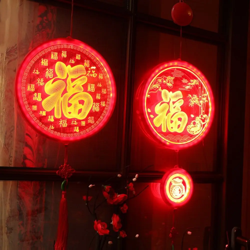 LED Glass Door Printing Lantern Lighting Window Home Office Festive Supplies Pendants Spring Festival Pendants Chinese Lantern Hanging Lights Home Decoration