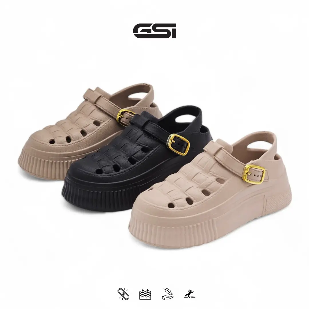 【GSI Shoes】Sepatu Sandal Wanita Sepatu Slip On Wanita Fashion Kekinian Bahan Karet EVA Premium Elastis Empuk dan Ringan