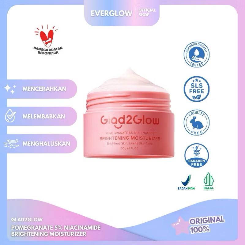 Product Introduction of GLAD2GLOW Brightening Moisturizer Pomegranate Niacinamide Extract Hitam Mencerahkan Wajah Pencerah Pelembab Glowing whitening bright Mencerahkan Melembabkan Kulit skin skincare G2G 12