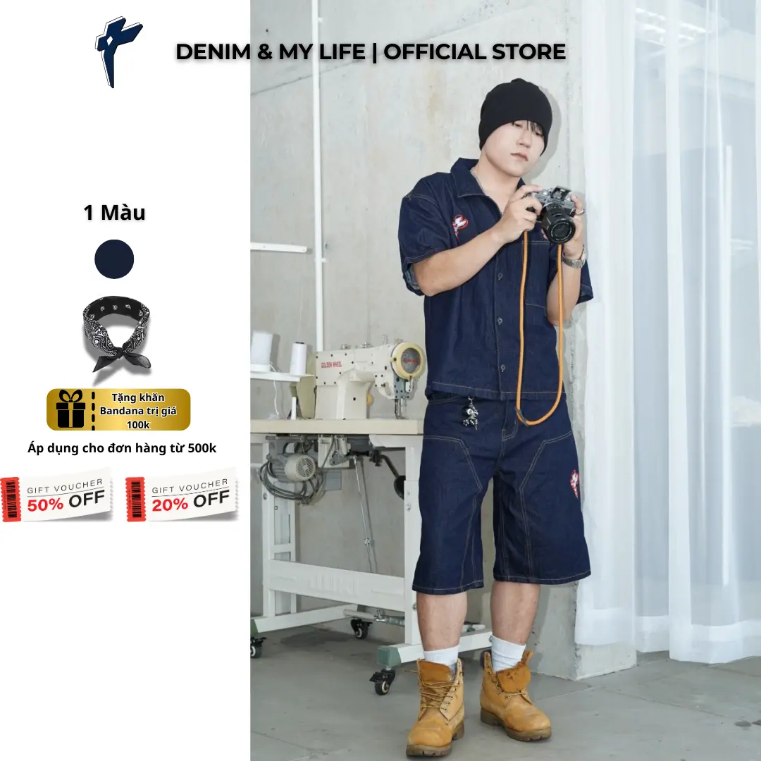 [ Deal Mở Bán ]Bộ Short Jeans Denim Cao Cấp Venom Thread Denim Quần Short Baggy Và Áo Form Boxy Denim Thêu - Trẻ Trung năng Động Cá Tính (SDN04)