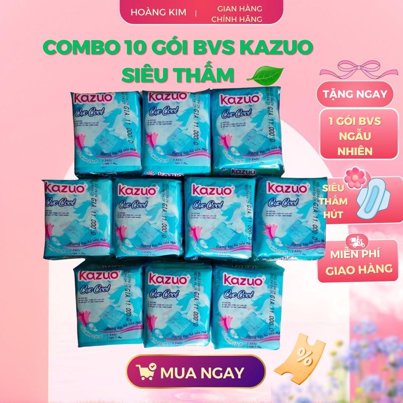 10 Gói Băng Vệ Sinh Kazuo Tơ Tằm Êm Mềm Thấm Hút Chống Tràn Bề Mặt Lưới Mềm Mại Thấm Hút Nữ Tampon Cho Bé Women vesinh phunu