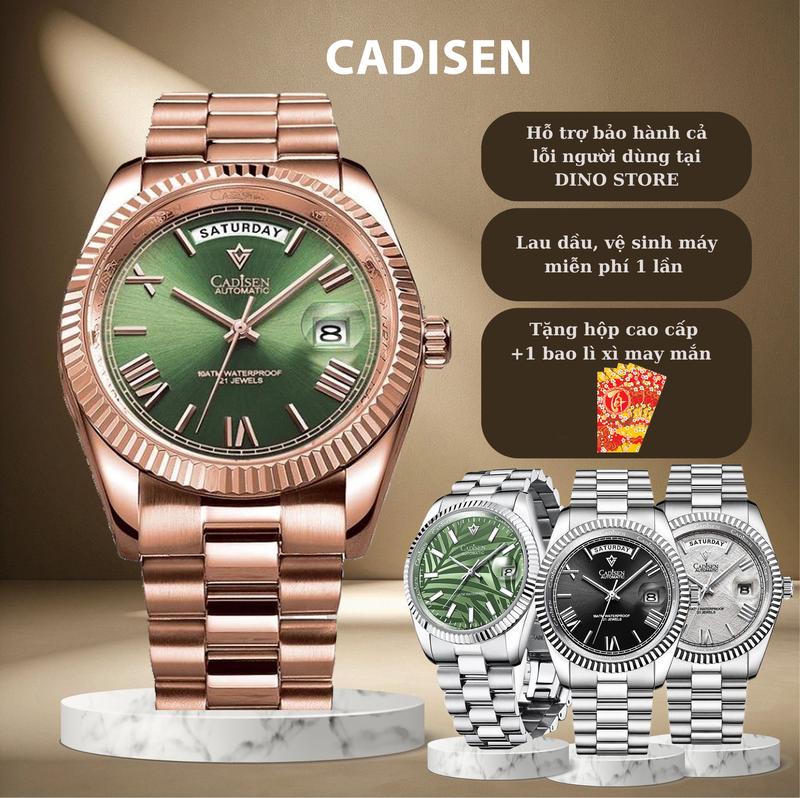 Đồng Hồ Cơ Nam Cadisen 8185 Phiên Bản Daydate Datejust Máy Cơ Nhật Miyota Chống nước 100M- Bảo hành chính hãng 5 năm