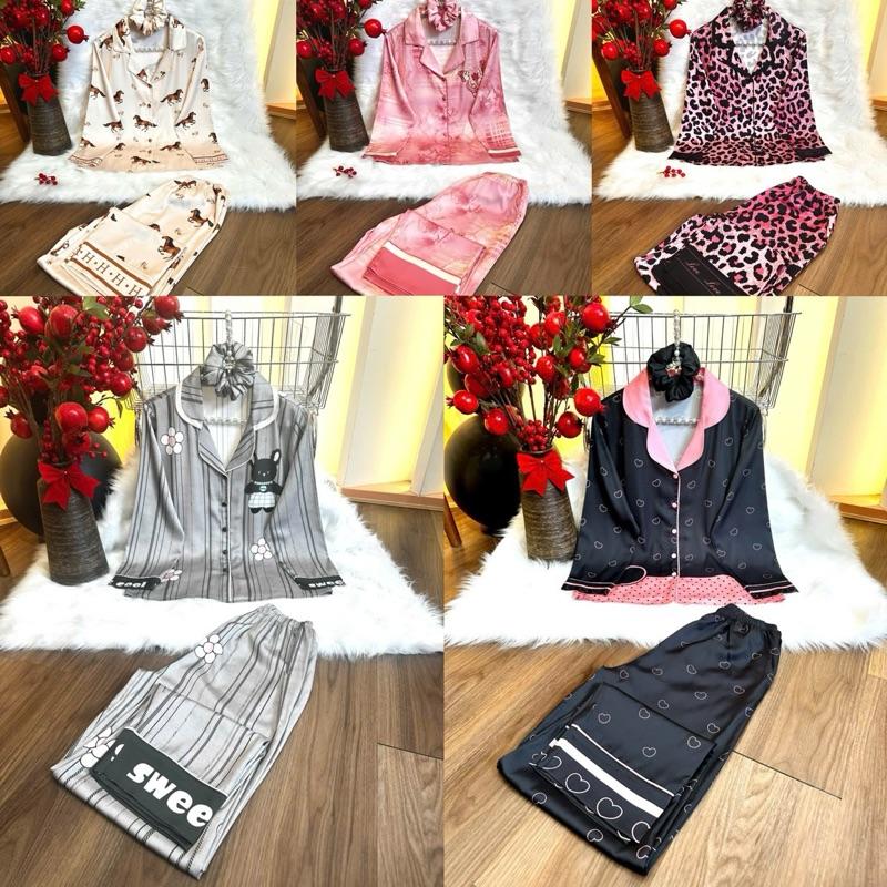 LATIN SPK (K65-66-67-68-69) (45kg-85kg) : Pijama Latin tơ tằm lụa mịn thiết kế hoạ tiết hoa văn sang trọng Nữ Quần Ngủ Áo Women