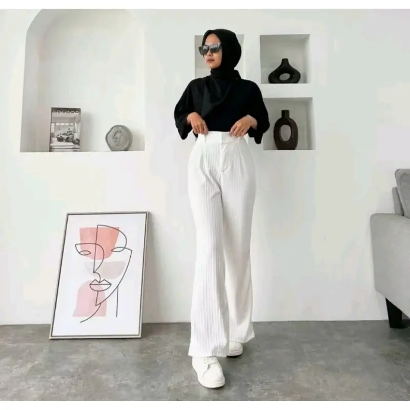 CELANA CUTBRAY KNIT WANITA  Kulot Higwaist Knit Cutbray Wanita Premium 2