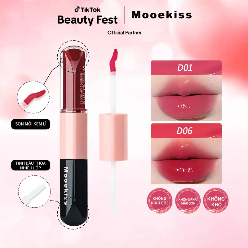 (COD)  Son Mooekiss Double hai đầu lâu trôi, Màu sắc trẻ trung năng động 3ml+3ml X1 0