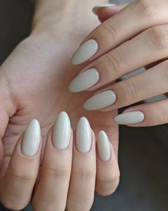 Greige Press On Nails 100% Handmade | Matte & Glossy Dual Finish | Medium Oval / New Chinese Square / Medium Almond | Minimalist Chic | Super Flattering for All Skin Tones