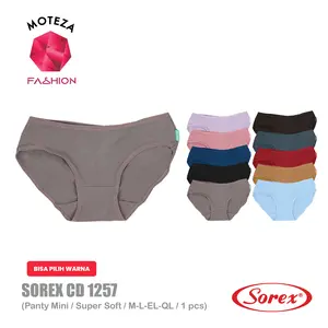 Sorex Celana Dalam Wanita - CD 1257 - Mini Panty - Super Soft - M - XXL Cewek Lembut Nyaman Stretch Polos Pendek Katun Pendek Poliester Polos Bunga Setrip Polka Dot Lucu Manis Seksi Basic Pita Dewasa Hitam Busa Motif Polos
