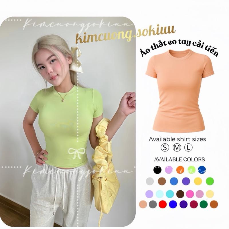   DEAL LIVE MÀU MỚI  Áo Thắt Eo Form Dáng Dài Ôm Siết Tay Cải Tiến Cotton Mềm Mát Size S M L 