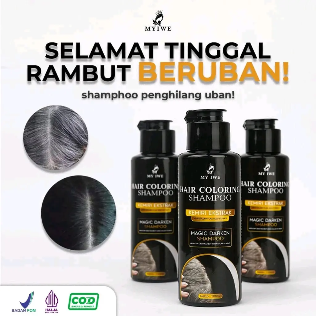 Hair coloring shampo penghilang uban Hitam