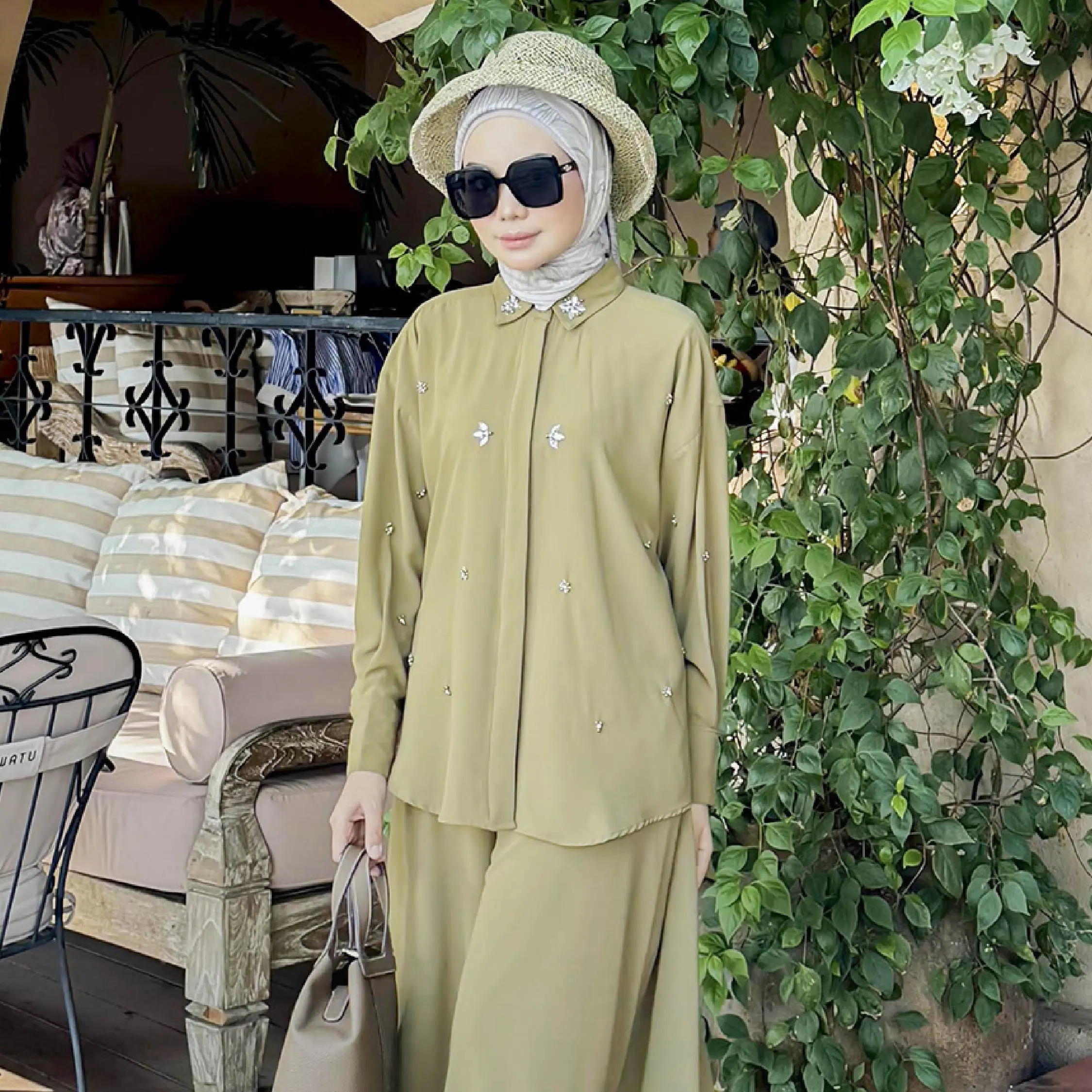 Bynissa - Harvia Shirt - Blouse Elegan - Casual - Baju Lengan Panjang Wanita Payet Cantik - Baju Atasan Muslim