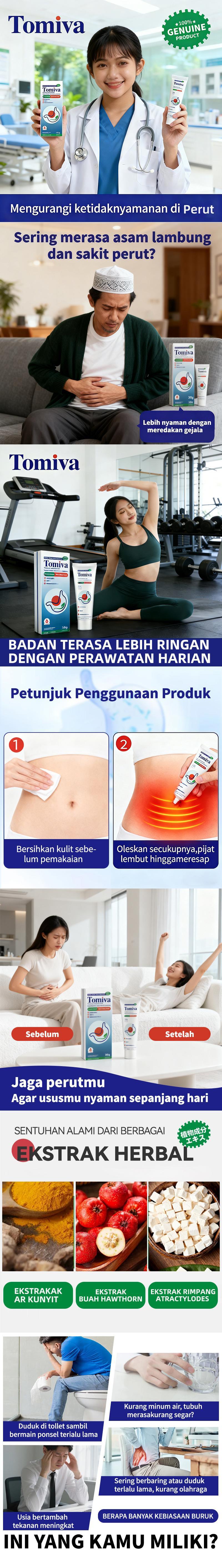 Avini Tomiva Gel Alami - Badan terasa lebih ringan dengan perawatan harian